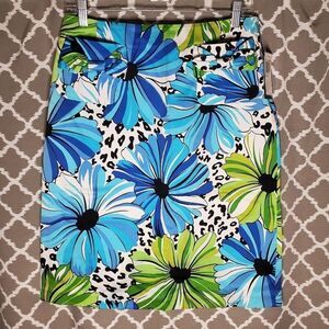 NEW CITYsilk Stretch Floral Bow Accent Skirt 10